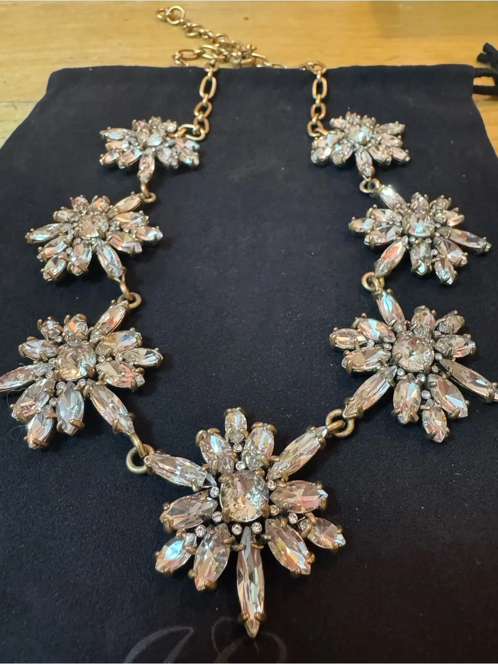 Vintage J.Crew Crystal Burst Statement Necklace Gold Tone - Excellent Condition